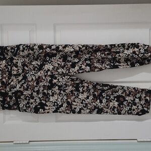 Cartonnier Black Cream And Tan Floral Trousers